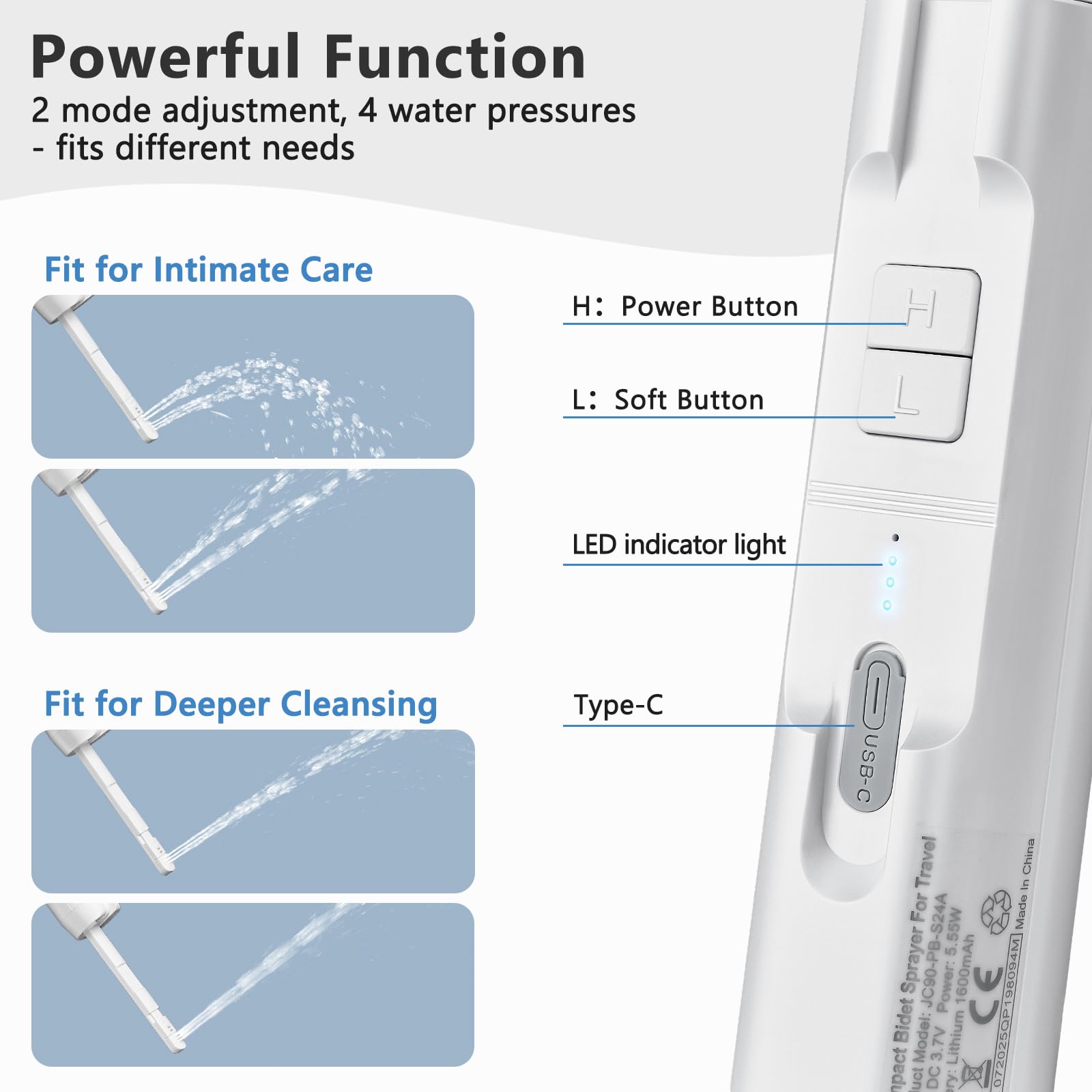 Travel Bidet for Home Hotel use Portable Bidet for Travel with Adjustable High Pressure Flush Angle IPX7 Waterproof — view 3