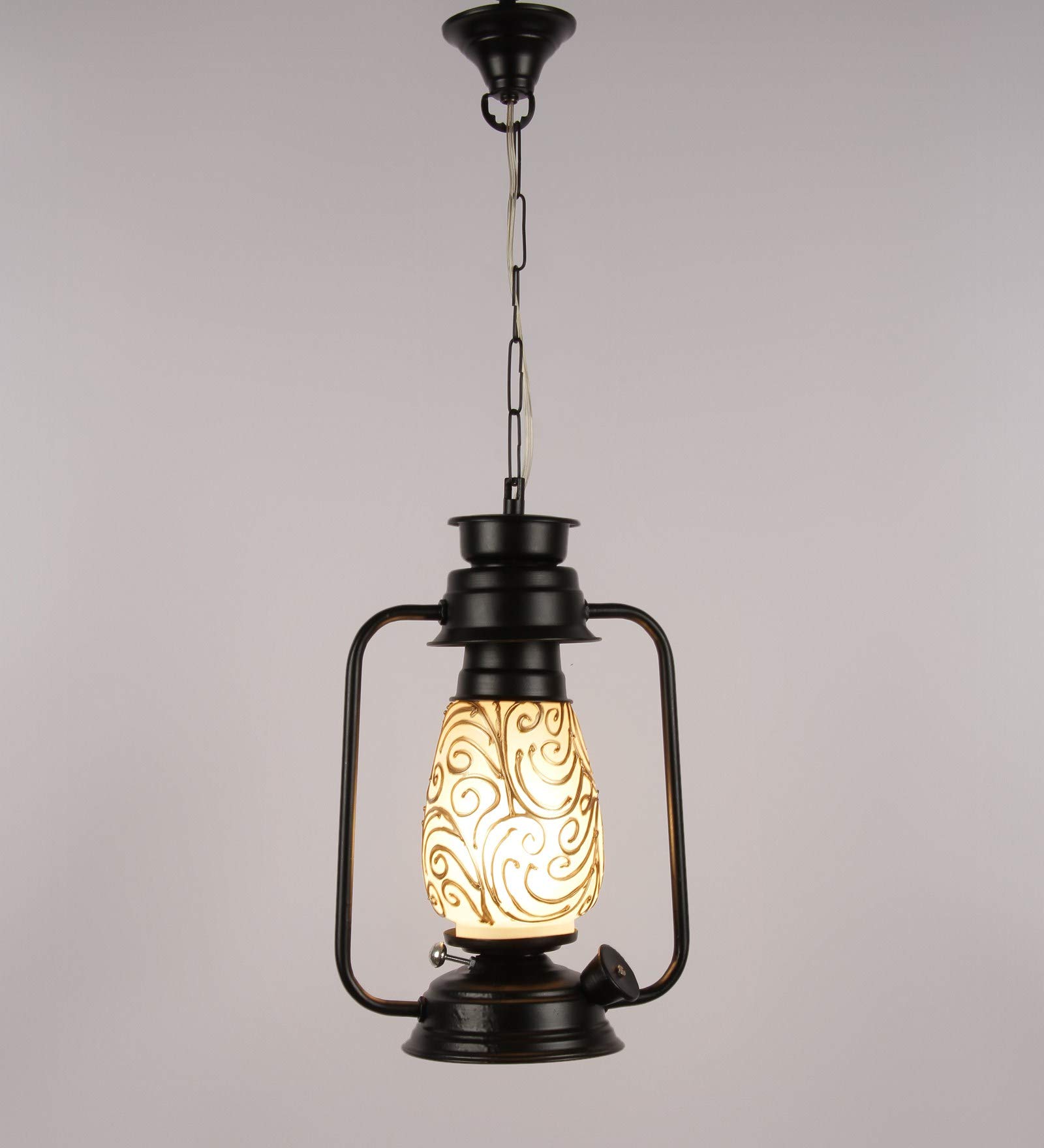 Devansh Black Mosiac Glass Lantern Hanging (Multicolour) 2
