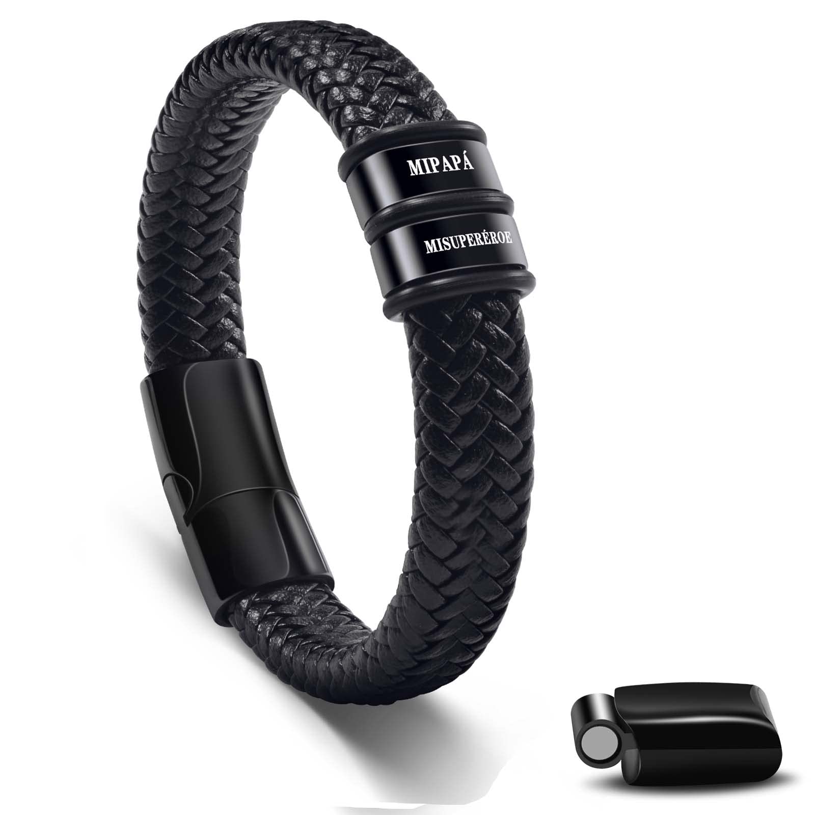 SUNSH Pulsera Para Papá, Pulsera Para Hombre, Mi Papá, Mi Superhéroe Pulsera De Cuero Marrón Grabada, Regalo Para Papá, Día Del Padre/Cumpleaños/Acción De Gracias/Pascua