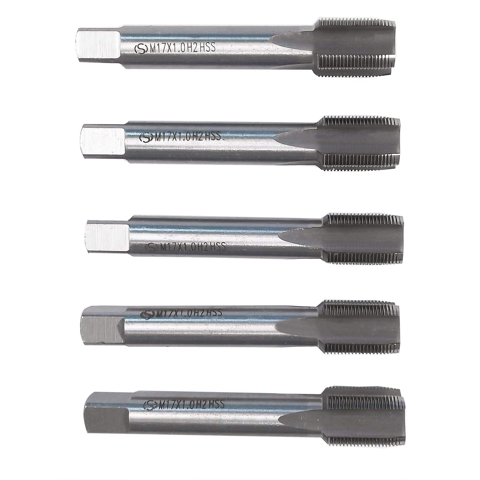 HUAZHICHUN M17×1.0 Metric Hand Tap,Thread Tap Pitch Straight Flutes HSS Right Hand Tap (2pcs)