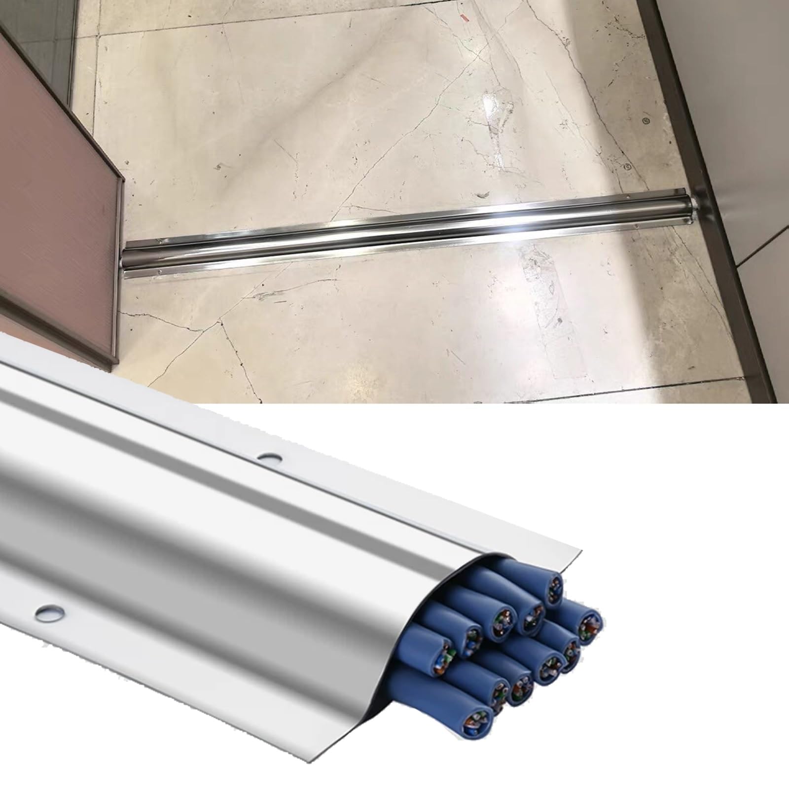 Goulotte Passe Cable Goulotte De Sol Dissimulatrice De Câbles 40, 50 Et 60 Mm, Kit De Gestion De Câbles Fins pour La Maison, Le Bureau Et, Goulotte Métallique(4pc,80mm (3 1/7''))
