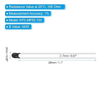 Ntc Thermistor PATIKIL S Resistors, 20Pcs 10K Ohm MF52-103 5% Accuracy Ender 3 Thermistor