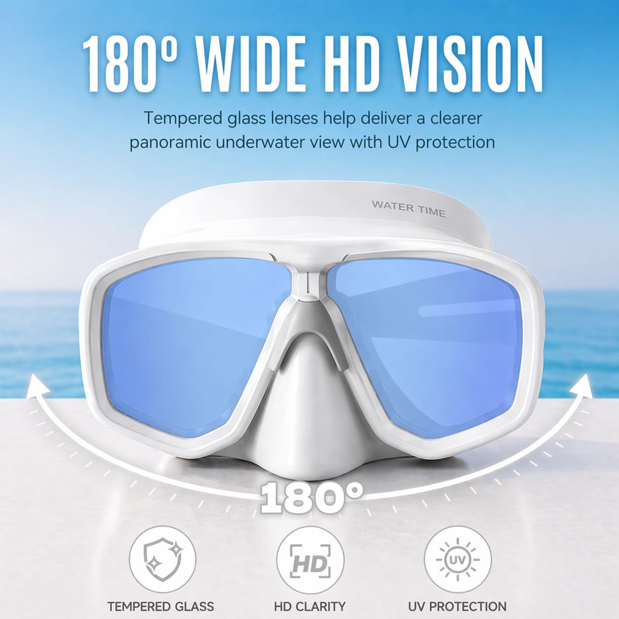Watertime - Set da snorkeling per adulti, con maschera panoramica anti-appannamento e design impermeabile, maschera da snorkeling per adulti per snorkeling e immersioni