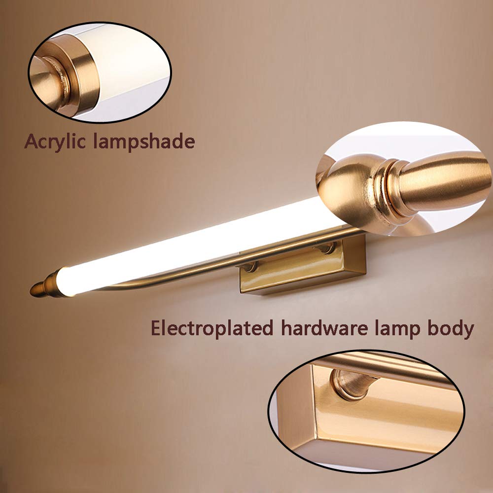 Éclairage avant miroir LED, lampes miroir bain, lumières miroir courtoisie vintage, applique murale laiton ultra lumineuse pour éclairage avant miroir salle bain, peinture murale, coiffeuse, blanc