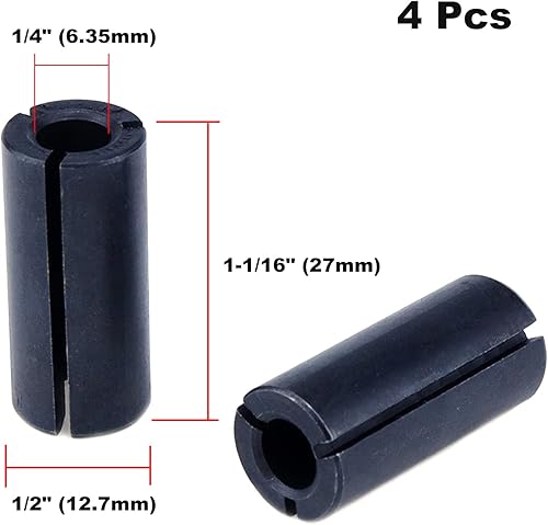 Miniatura 2 de 4 piezas de broca de herramienta de manga de conversión de enrutador, 12 a 14 pulgadas (0.500-0.250 in) de conversión de enrutador, reductor