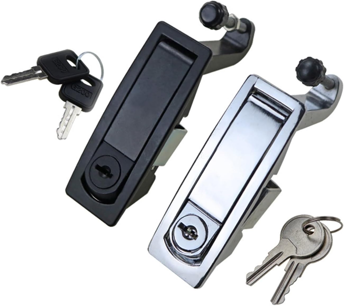 MS606 Flat Lock Push-Type Bounce Lock Industrial Machinery Equipment Box Cabinet Door Lock Electrical Cabinet Box Lock 1Pcs(Black-no Lock)