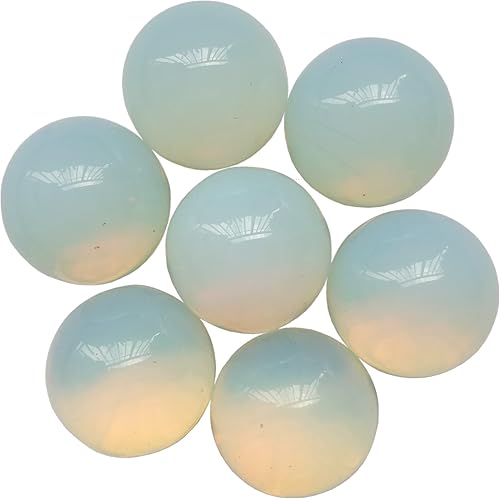 Bacatgem Juego de 7 bolas de esfera de cristal opalita, 0.78 pulgadas, Feng Shui Chakra Aura decoración de escritorio para el hogar, colección