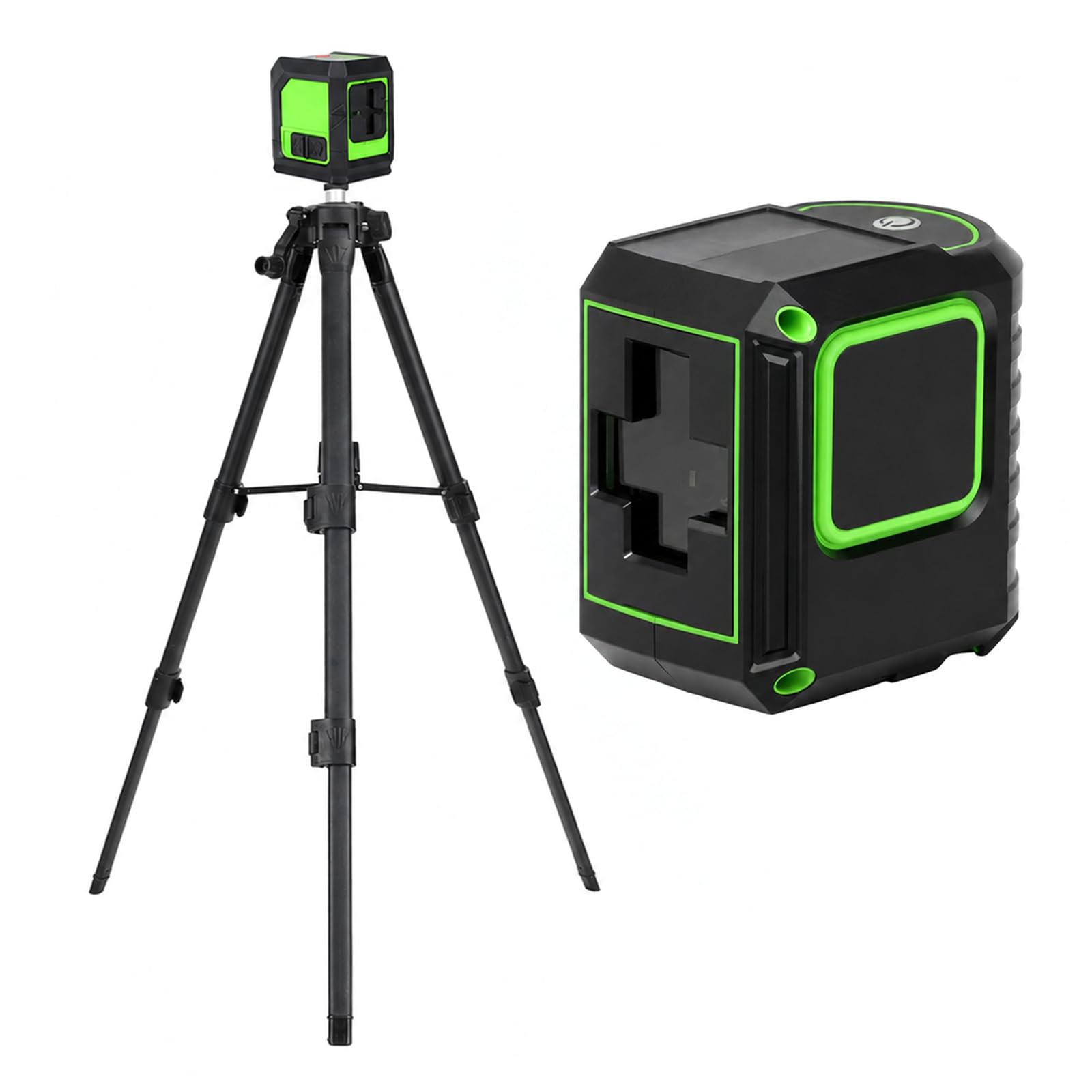 Laser a linee incrociate con treppiede, livella laser a croce verde, laser a 360°, autolivellante, con treppiedi da 1 m, laser a croce da 30 m, per interni ed esterni, cantieri fai da te