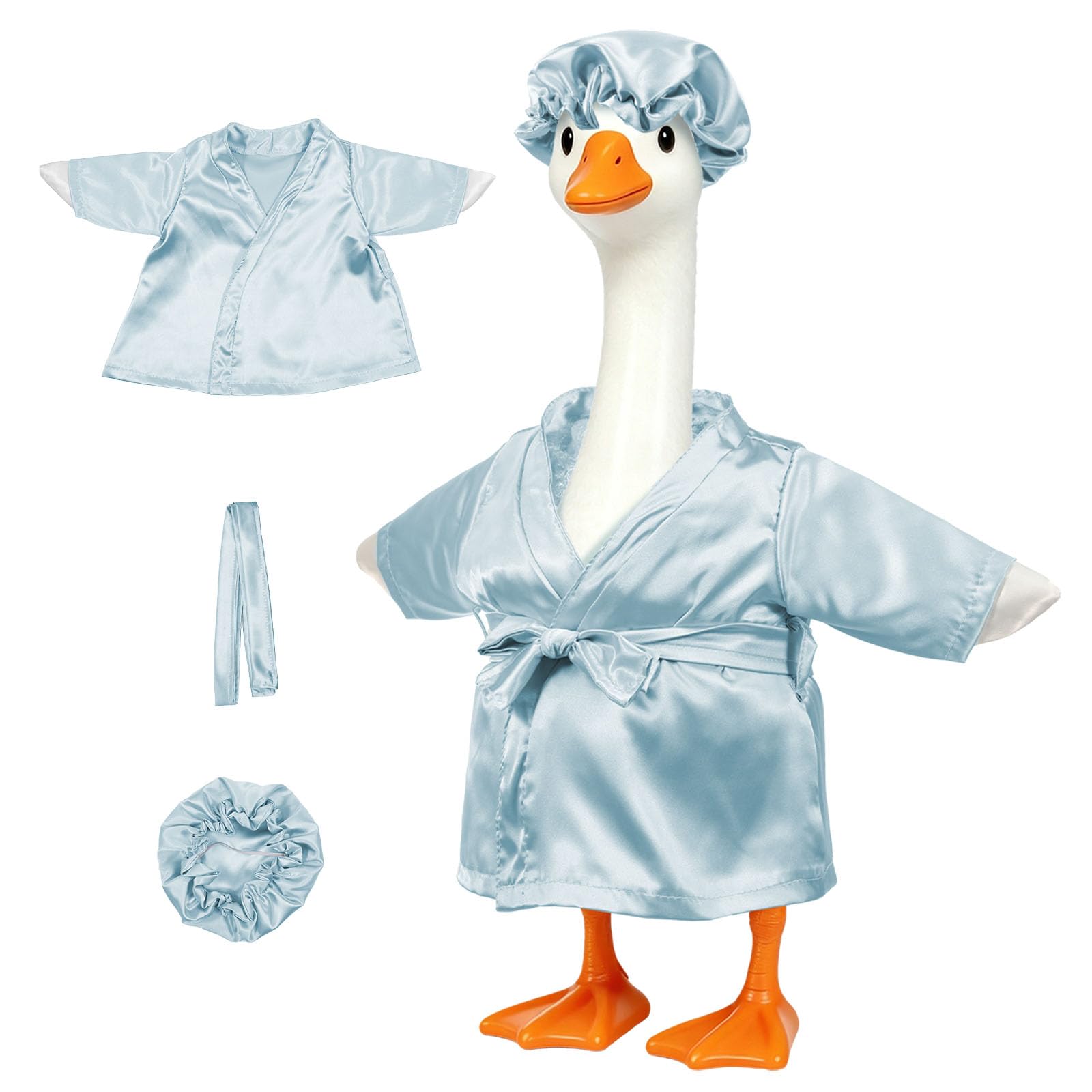 Alongen Garden Goose Statue with Removable Outfit – Cute Blue Lawn Ornament with Hat for 23in Patio Decor, Fun Porch Accent for Front Door, Garden & Yard Display