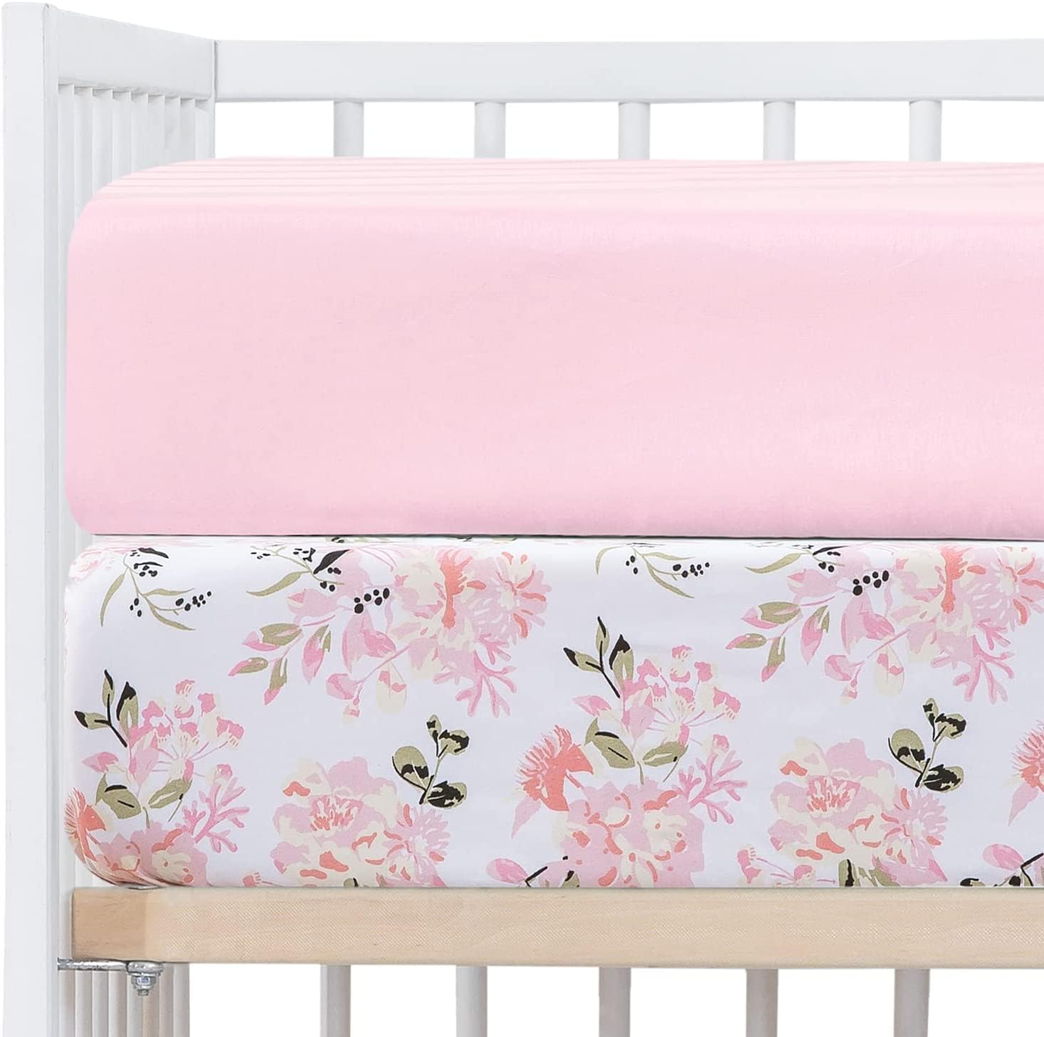 lumono Crib Sheets Girl 2 Pack Set, 2 Pack Toddler Bed Sheets Set