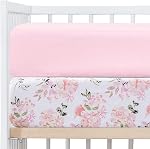 Feuilles de lit fille 2 Ensemble de paquets, 2 Ensemble de draps pour tout-petits, feuille de lit pour bébé, imprimé floral & Matelas pour tout-petits, taille 28 x 52 pouces, rose N Floral
