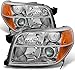 AKKON - For Honda Pilot Clear Projector Headlights Head Lamps Driver Left + Passenger Right Side Replacement