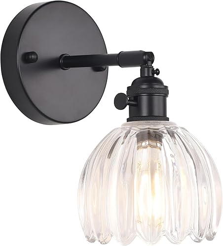 Miniatura 33 de Candelabro de Pared Vintage Operado por Batería con Linda Lámpara de Vidrio Transparente de Tulipán, Luz de Pared Recargable Inalámbrica Alimentada