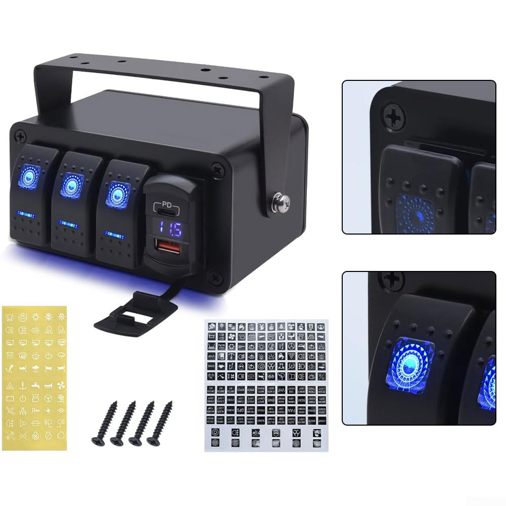 Panel Interruptor Barco 3 Posiciones 12V/24V Voltímetro