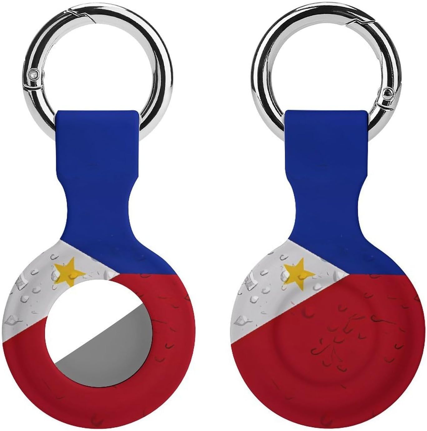 Philippines Flag with Water Drop Funny Cover Compatible with AirTag Case Protector GPS Tracker Holder with Keychain