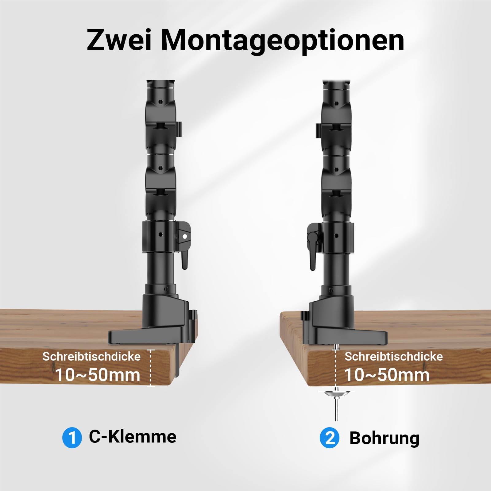 Wiltec Dreifach Monitorhalterung Schreibtisch mit 360° VESA-Platte, Bildschirmhalterung bis 9 kg pro Monitor, Monitorhalter mit Tischklemme