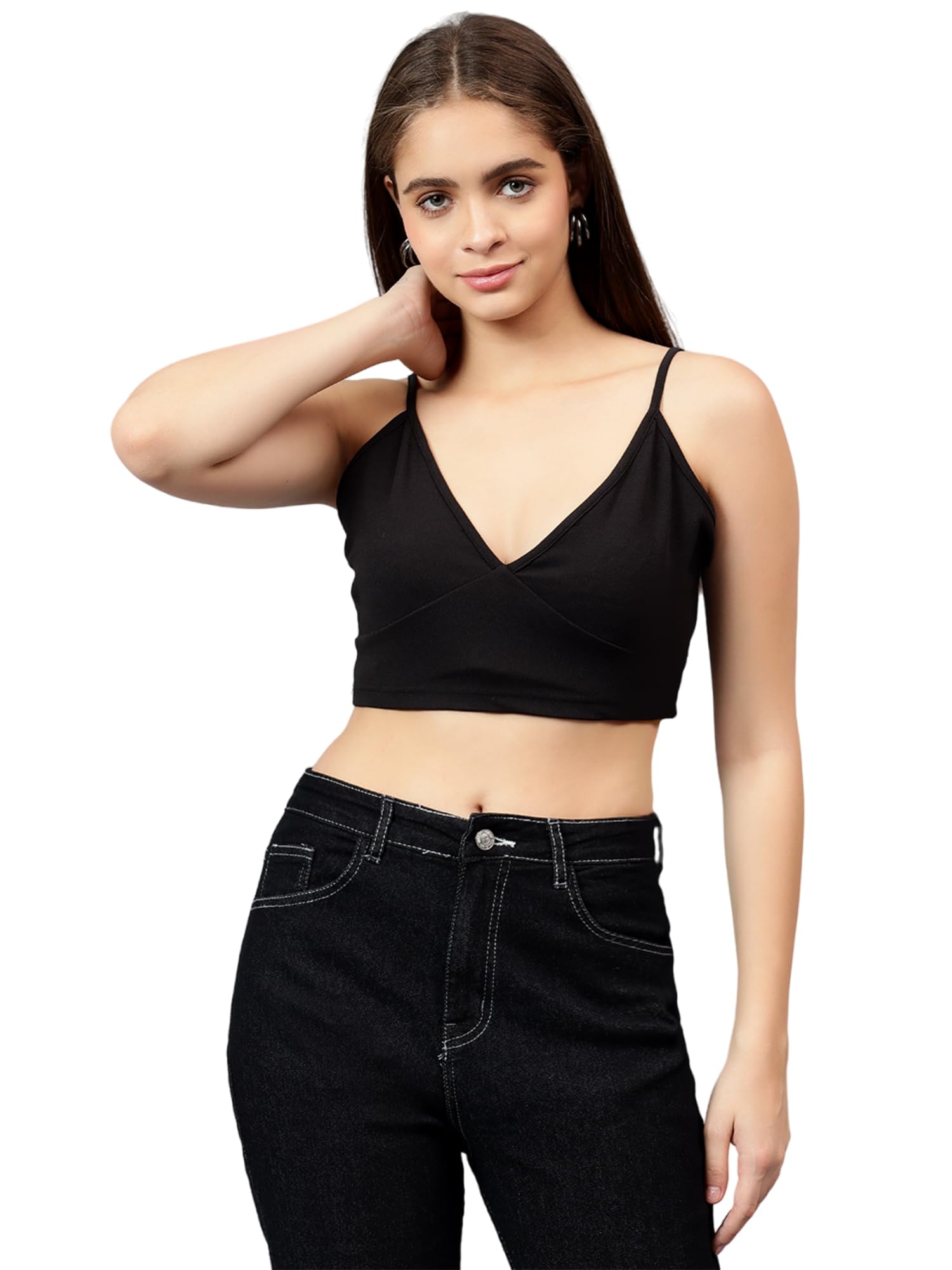 Women's Solid Stylish Looking Top(Black,S)-image-25