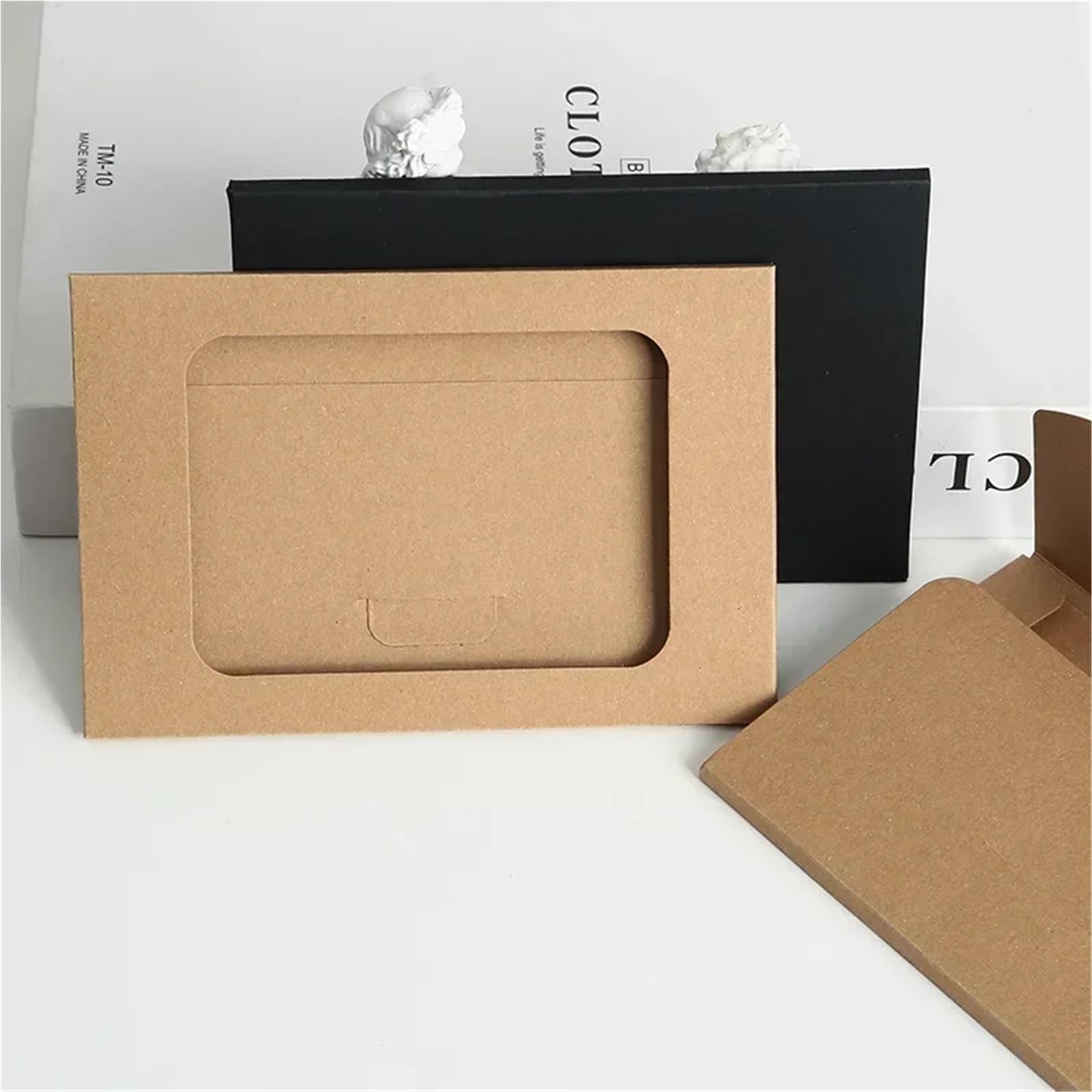 Sobres for tarjetas de regalo, 100 Uds., sobres papel Kraft con ventana for invitaciones, suministros almacenamiento cartas comerciales boda, 16x10,5x0,5 cm(50pcs 16x10.5cm E)