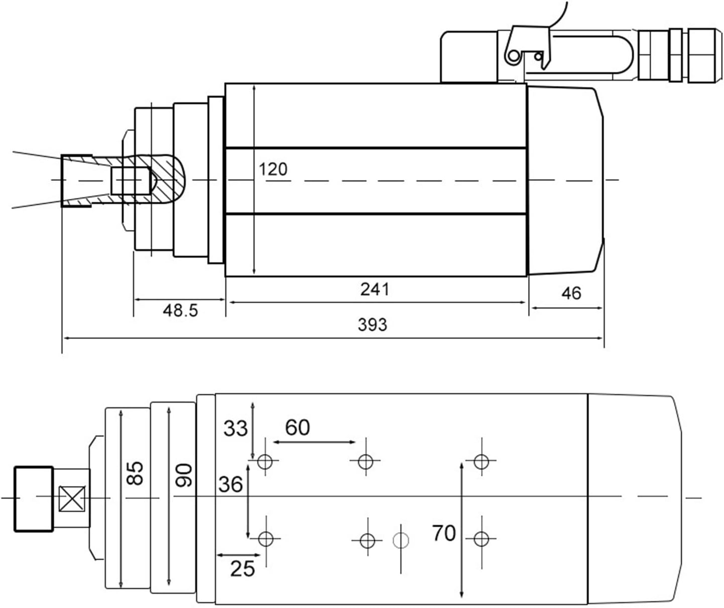 6.0KW ER32 Square Air Cooled Spindle Chuck 220v 380v 4 Bearing 300Hz 18000rpm(6.0kw 380V)