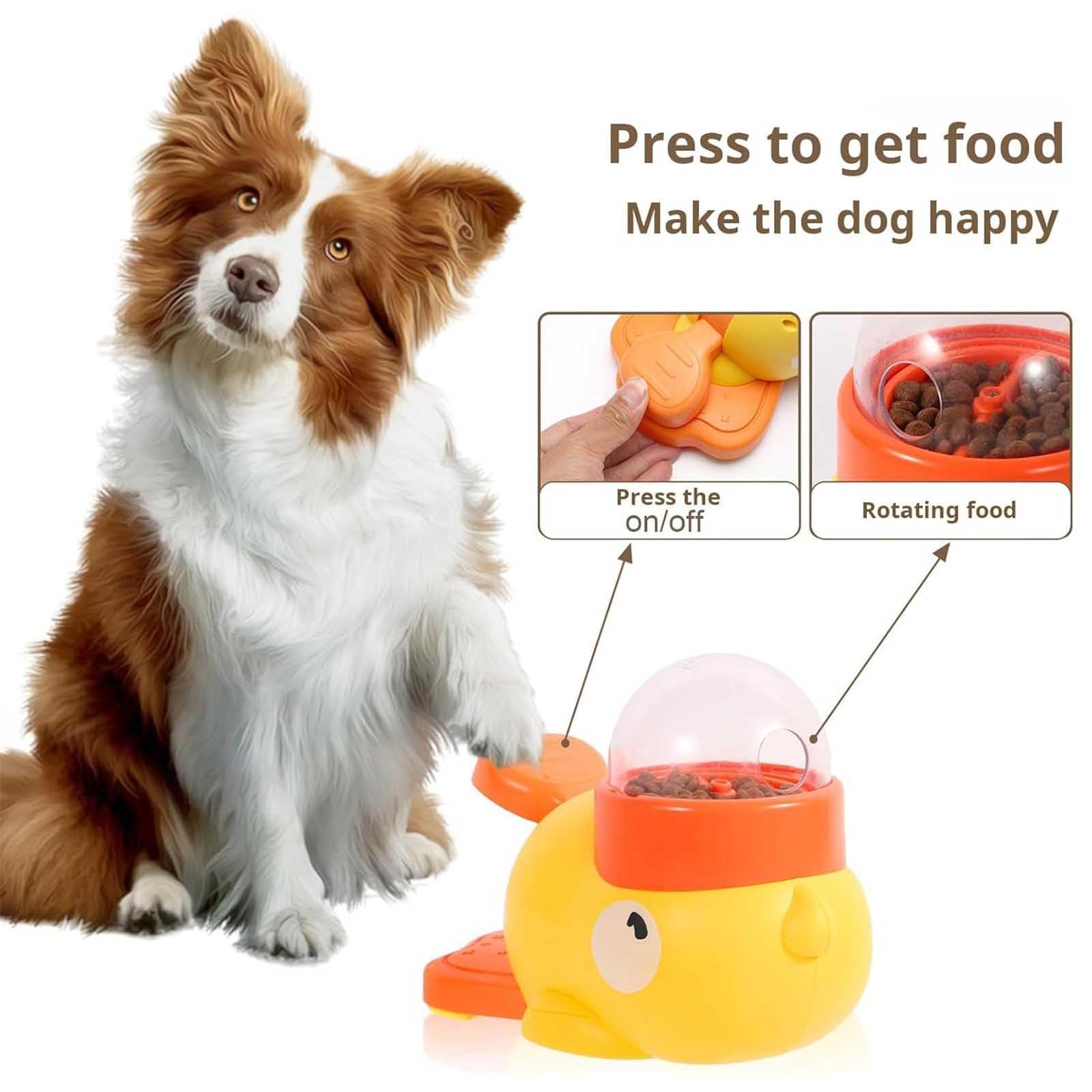 Mangiatoia per gatti Fuzzibud Duckie,Dispenser di snack per gatti Fuzzibud Duck,Giocattolo interattivo 2 in 1 puzzle per cani e mangiatoia lenta,Giocattolo dispenser di cibo per gatti (Yellow)