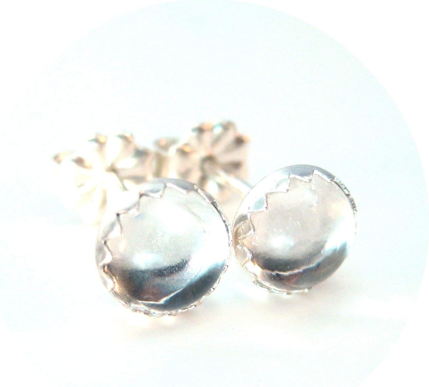 Clear Quartz Crystal Quartz Stud Earrings 6mm Round - Image 2