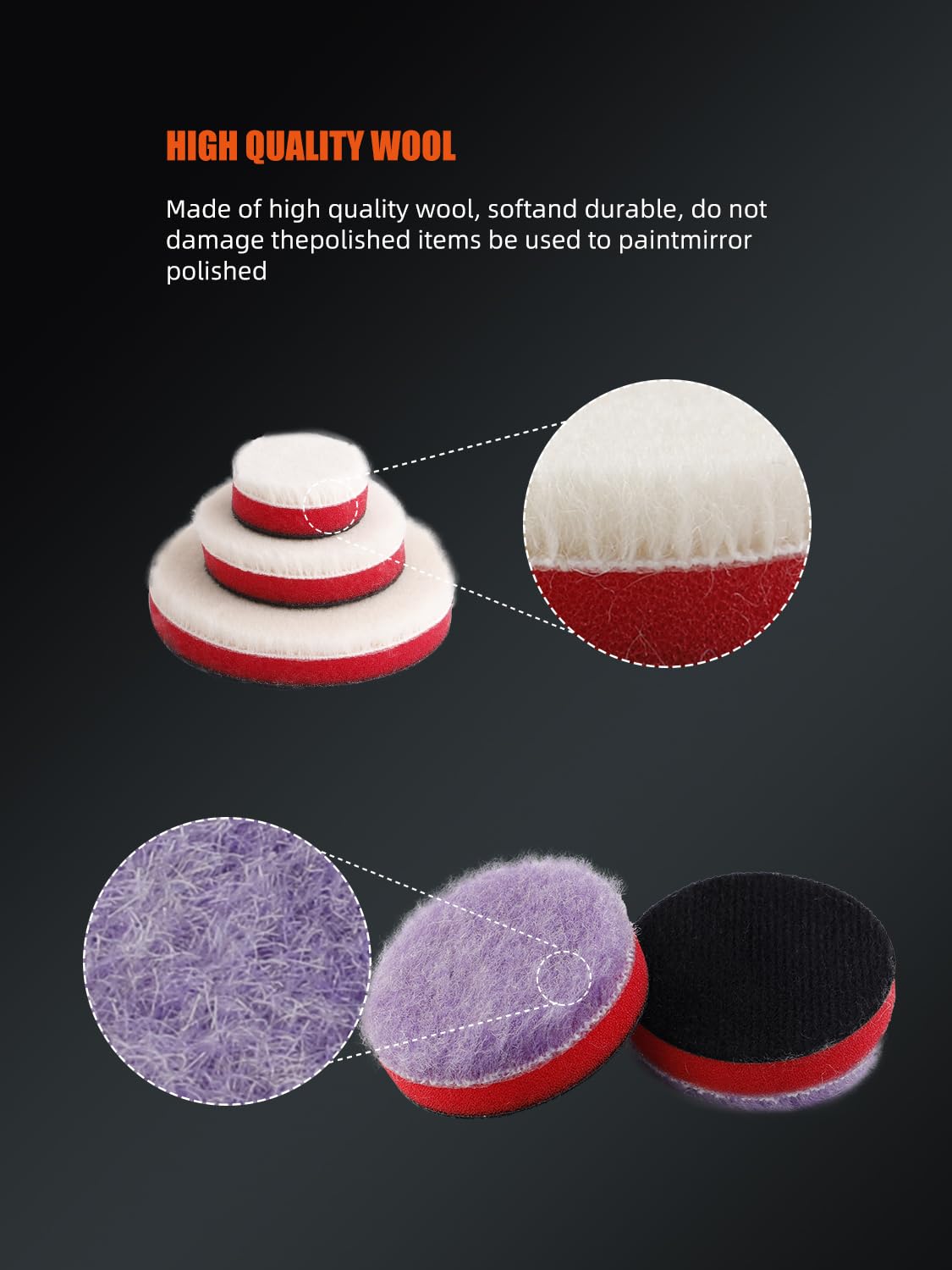 SPTA Mini tamponi per lucidatura, 25 mm, 50 mm, 80 mm, kit per lucidatura auto, tamponi per lucidatura auto, cera e tamponi per lucidare la vernice (32 pezzi) per mini lucidatrice -XBP123M58