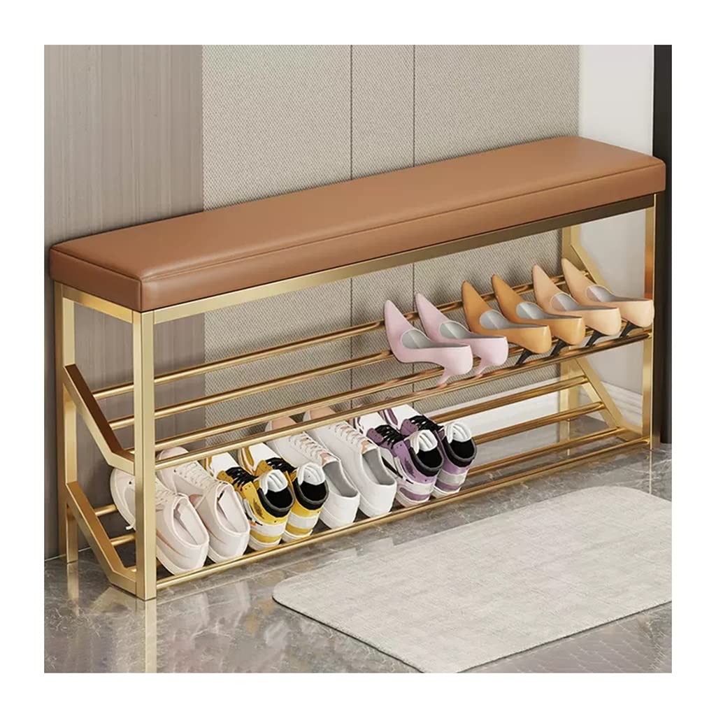 MSHGSKU 2-Tier Shoe Rack Storage Bench with Seat - Industrial Entryway Organizer for Home Entry