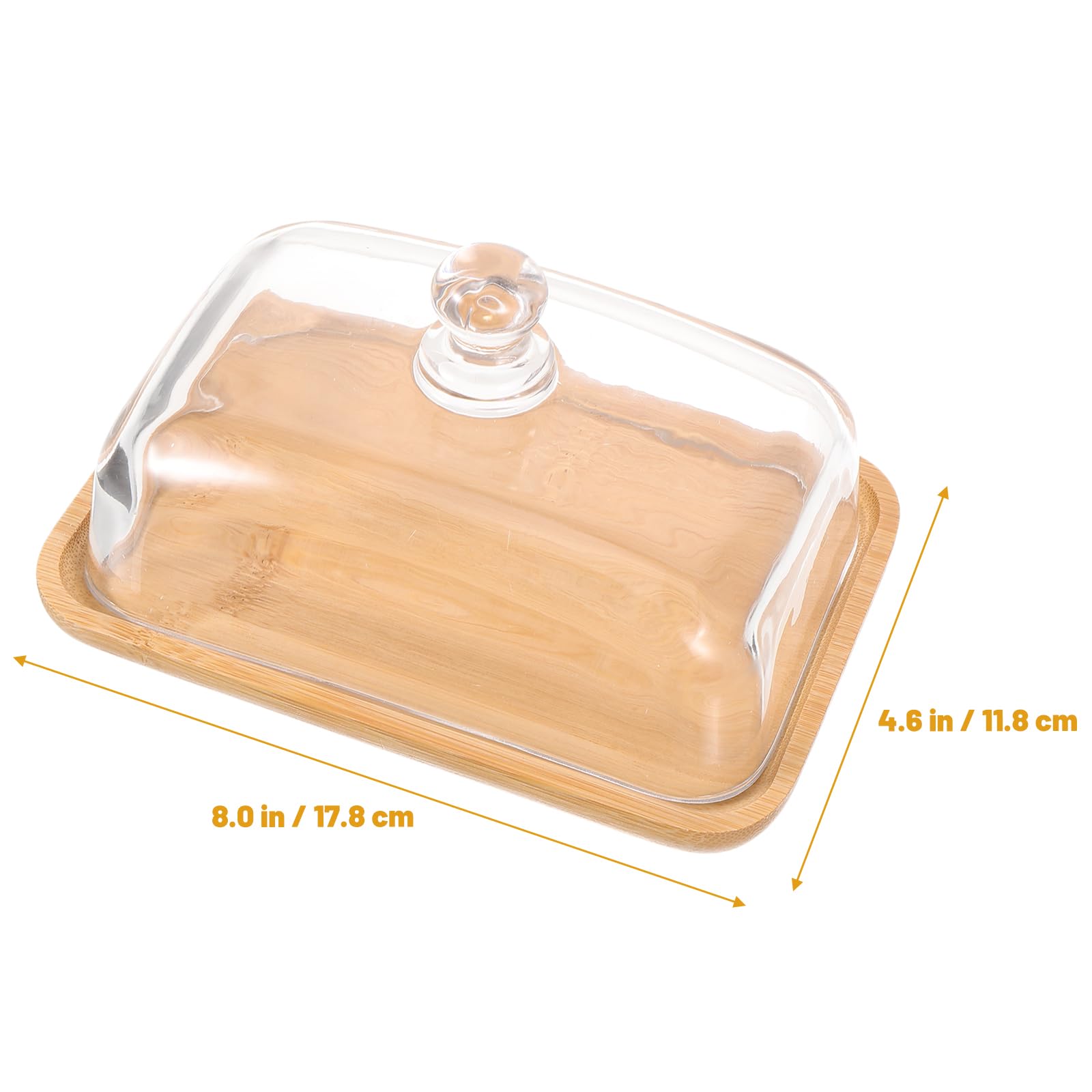 Baluue 1 set di alzata per torte in legno con copertura a cupola in vetro rettangolare per torta, campana in vetro, trasparente, supporto per cupcake e dolci, per matrimoni, feste di compleanno