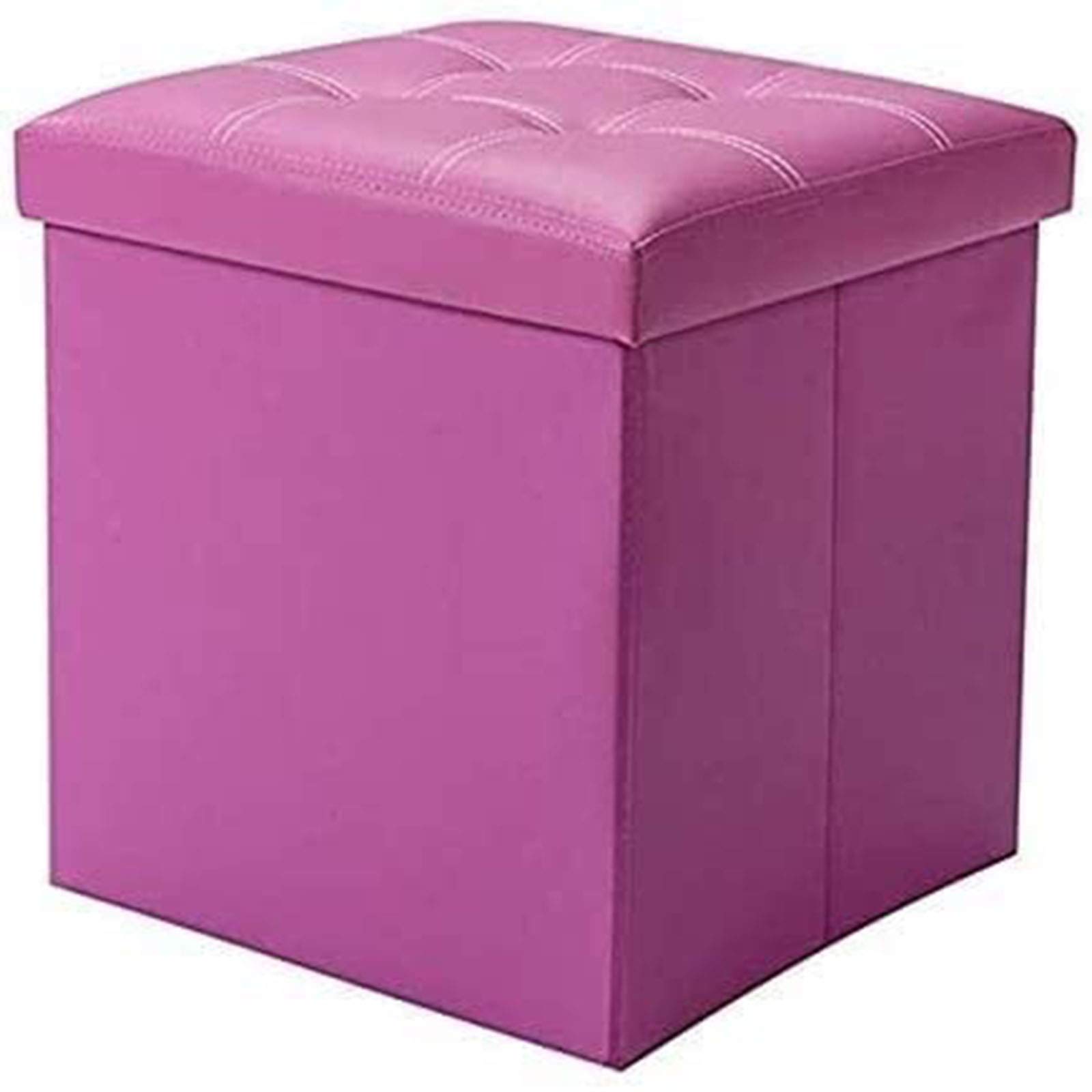 Repose-pieds carré violet pour salon, pouf en cuir avec rangement