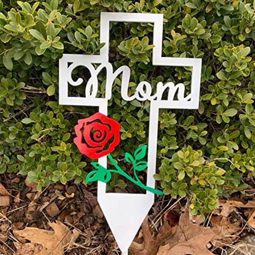 Zmyy Metal Cross Garden Stake Grave Decorations For Cemetery, Dad And Mom Cemetery Grave, Black Decorative Memorial Day 12X6 In (For Dad, Black) #TOP4