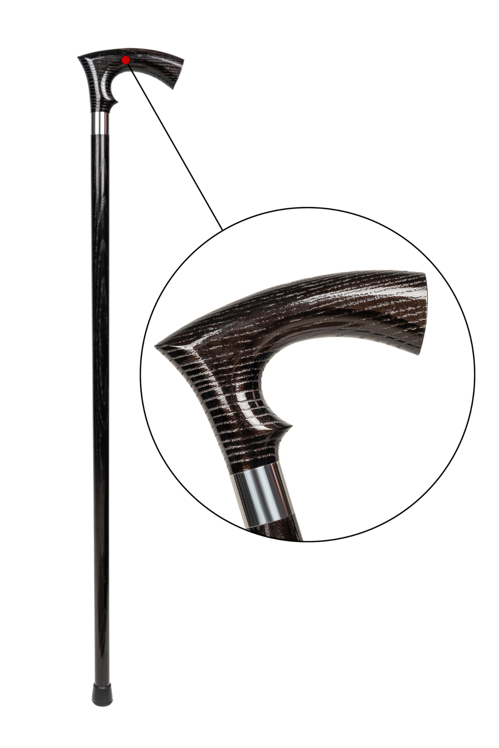 Dr. Watson Classic Duke Walking Stick – Handcrafted Ash Wood Cane with Polished Stainless Steel Collar