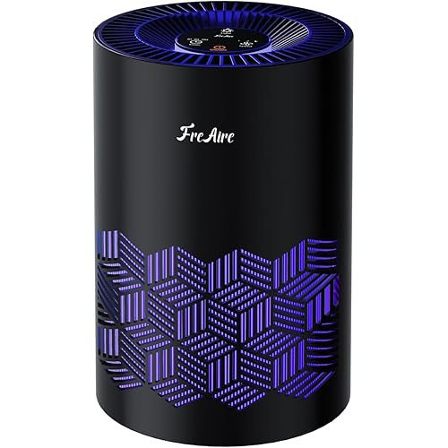 FreAire Air Purifiers for Bedroom, Air Purifiers for Home with Lights, HEPA Air Purifier Removes Dust Smoke Pollen Dander Smell, for Home/Pets/Bedroom, KN6391RGB Black