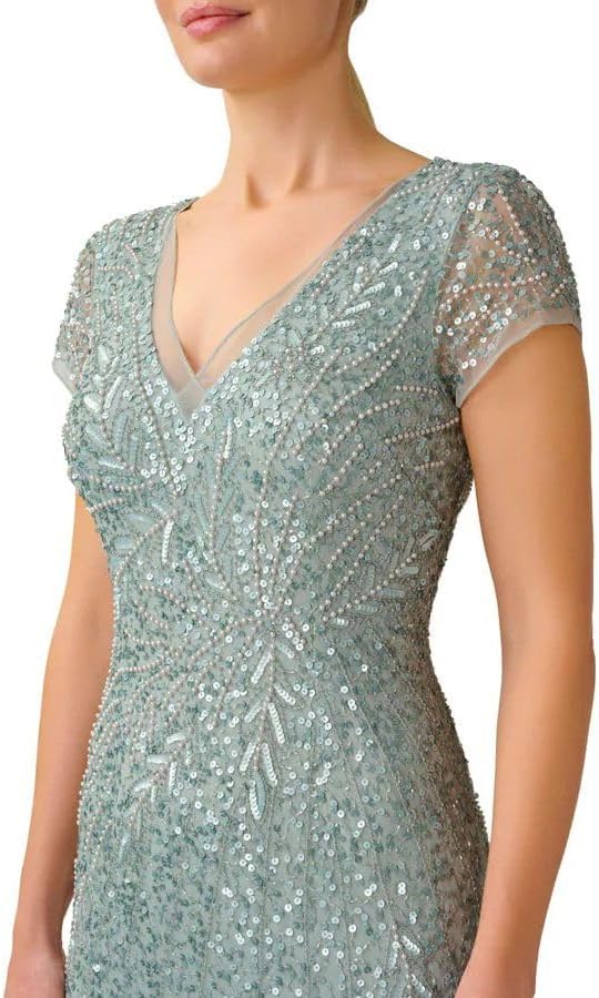 Adrianna Papell Womens Beaded Mermaid GownSpecial Occasion Dress - Image 9