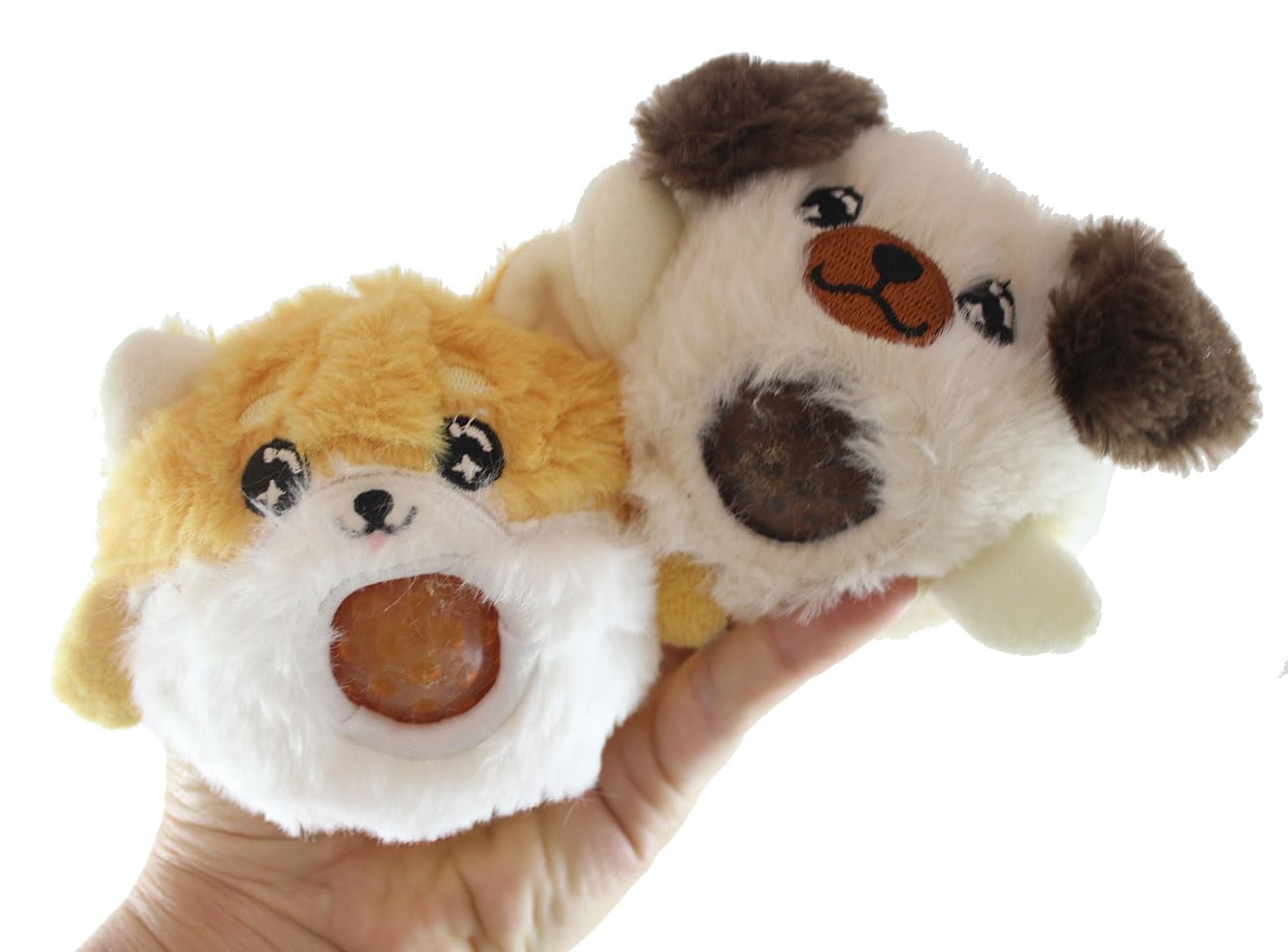 Curious Minds Busy Bags2 Plush Dog Animal Water Bead Filled Squeeze Stress Balls - Sensory, Stress, Fidget Toy Bubble Blow Doggy Puppy (Random Colors)