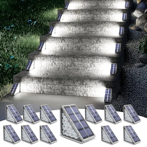 Image of NIORSUN Outdoor Step Lights, 12 Pack Solar Stair Lights Outdoor Waterproof IP67 Auto On Off, Solar Lights for Steps,Stair,Patio,Yard,Porch,Front Door,Sidewalk,Deck Decor,Cool White