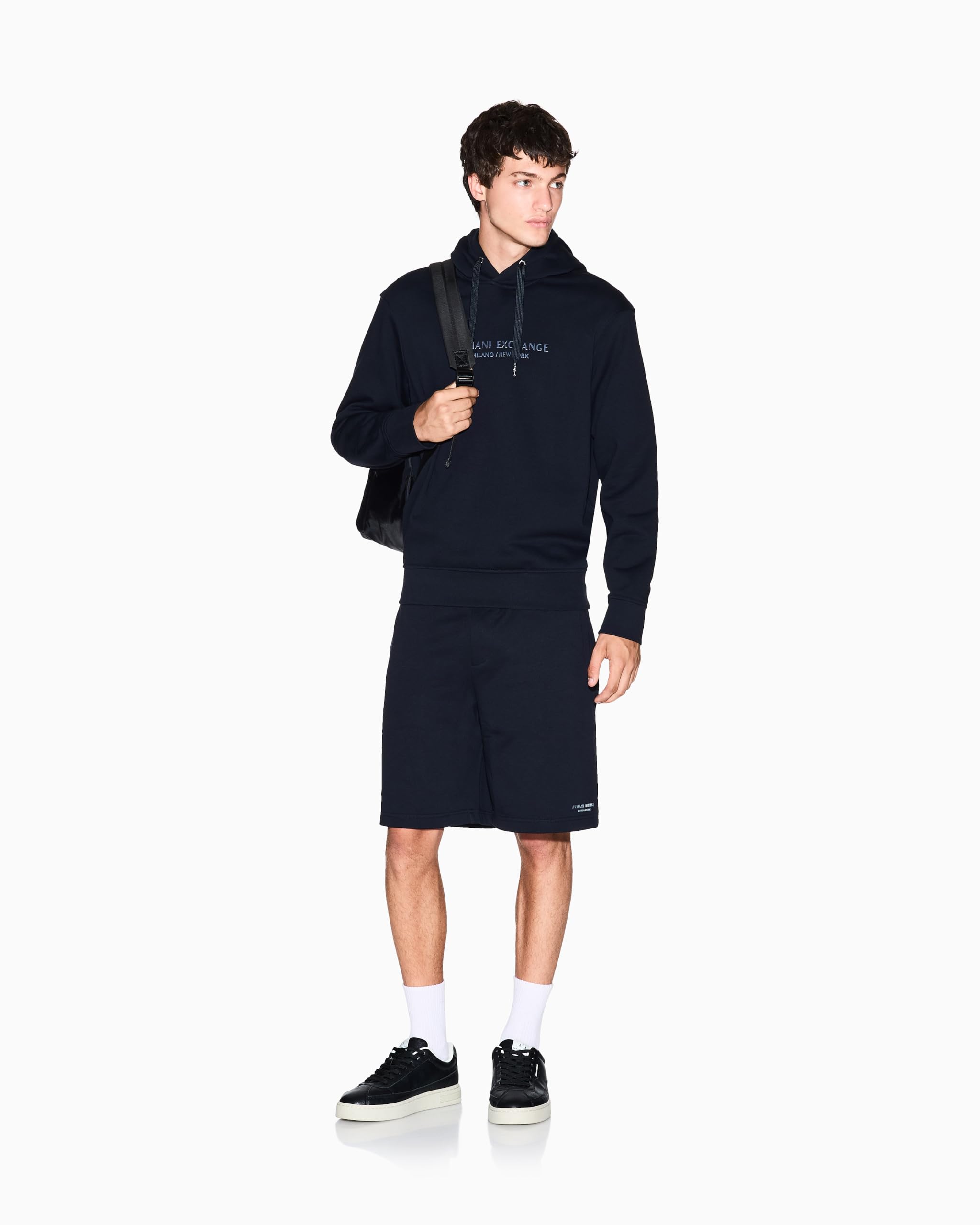 Armani Exchange Long Sleeve Drawstring, Front Tone On Tone Logo Felpa con Cappuccio Uomo