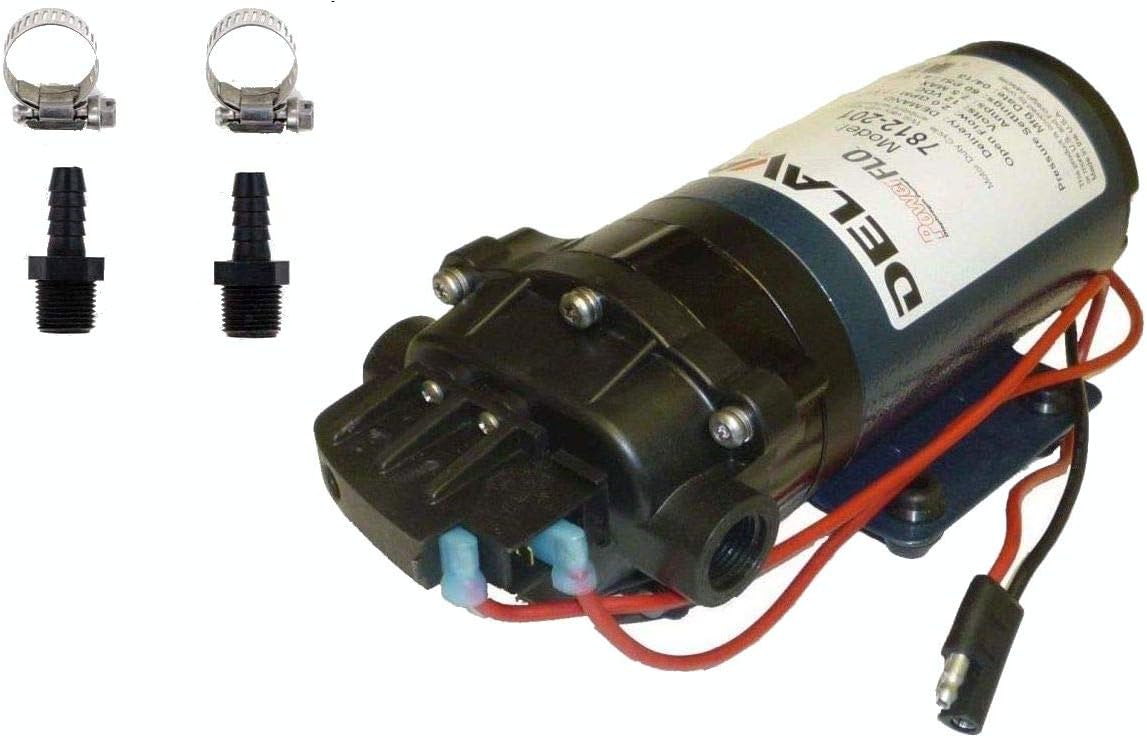 7812-201 PowerFlo 12V Demand Diaphragm Pump with Male 3/8-Inch Hose Barb Kit (Bundle, 2 Items)