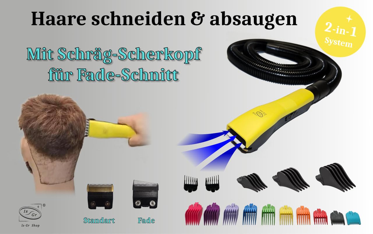 2x Scherkopf, Haarschneider Staubsauger 2 in 1 Haare Schneiden Saugen mit Absaugsystem Hair Easy Cut
