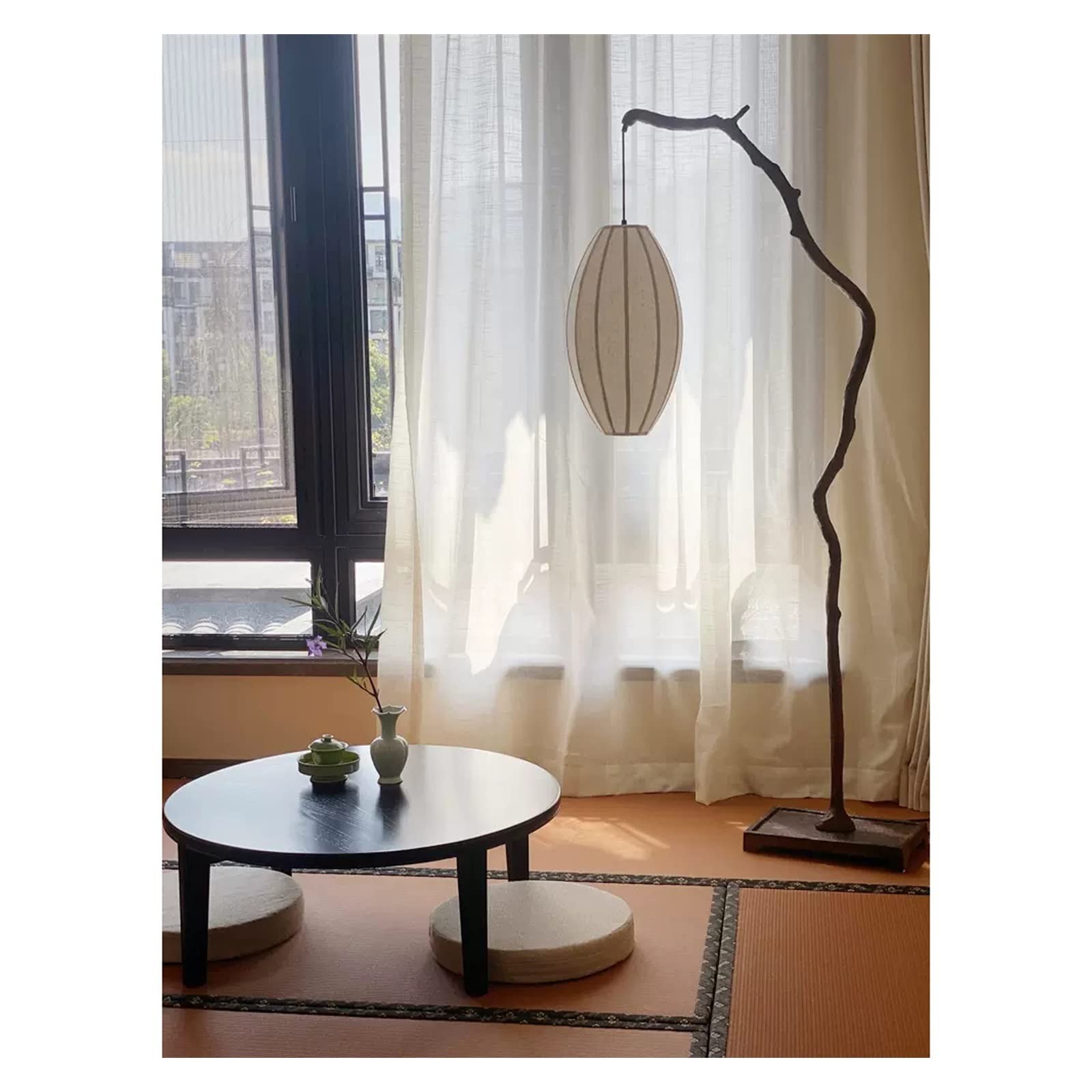 Studyjna lampa podłogowa w stylu chińskim (bez źródła światła) Dekoracyjny(Brown,Duży)