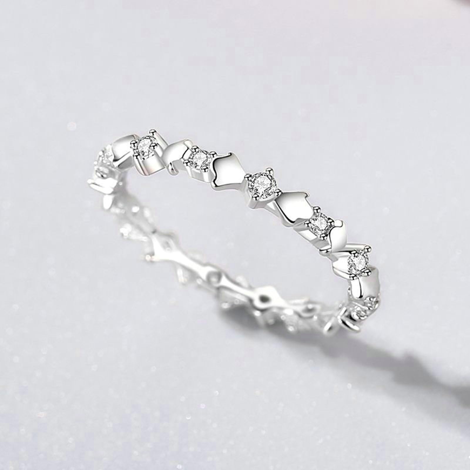 Anillo para mujer de oro blanco, anillos de compromiso, oro real eternidad con moissanite, elegante anillo de matrimonio para mujeres