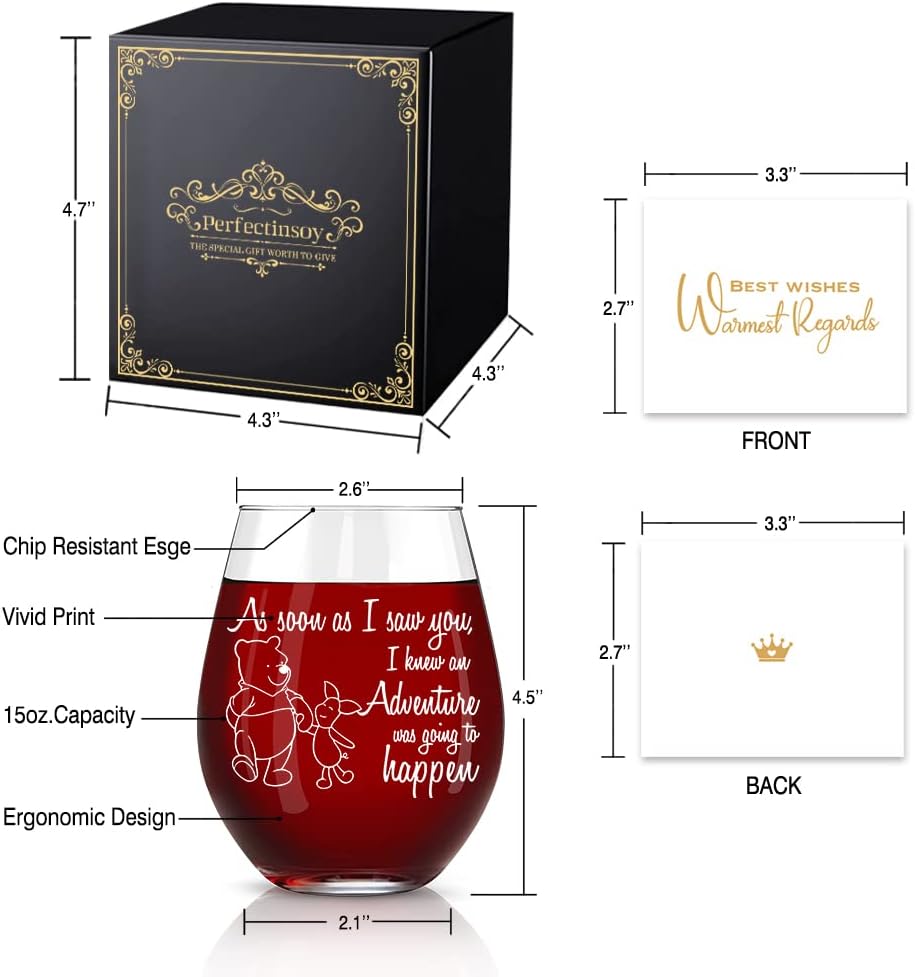 Perfectinsoy As Soon As I Saw You I Knew an Adventure was Going to Happen Wine Glass with Gift Box, Birthday Graduation Gifts for Women Bestfriends Sisters Friends Ladies, Bestfriend Gifts for BFF - Image 2