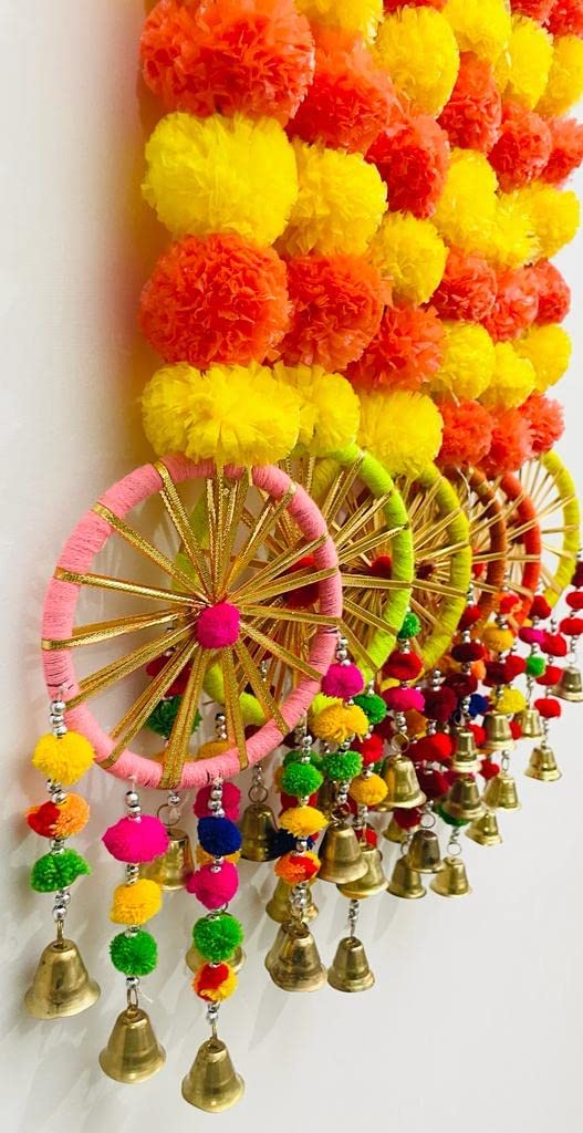 Sphinx Artificial Marigold Fluffy Flowers Garlands for Decoration - Pack of 5 (Y and D Raj Round Mix) 2