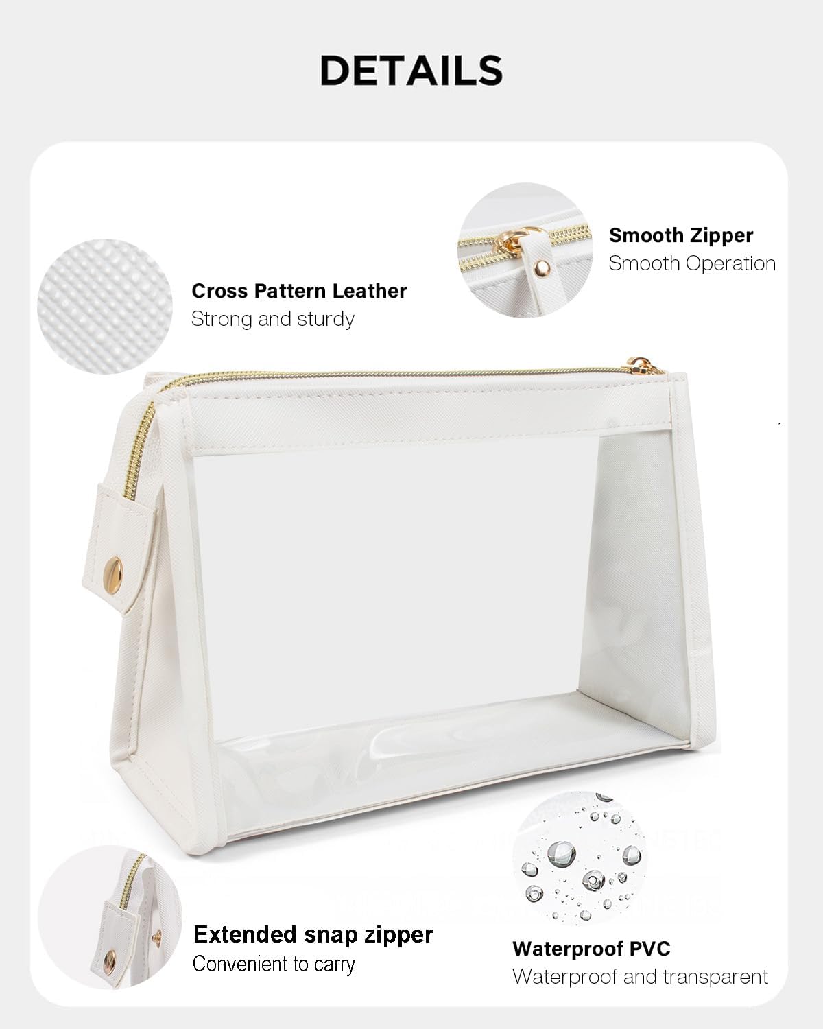 2 Pack Clear Makeup Bag Set Travel Cosmetic Case TSA Approved Toiletry Bag with Zipper Small Make Up Bags for Women Cute Waterproof Carry-on Travel Organizer Car Organizer Bag - Image 2