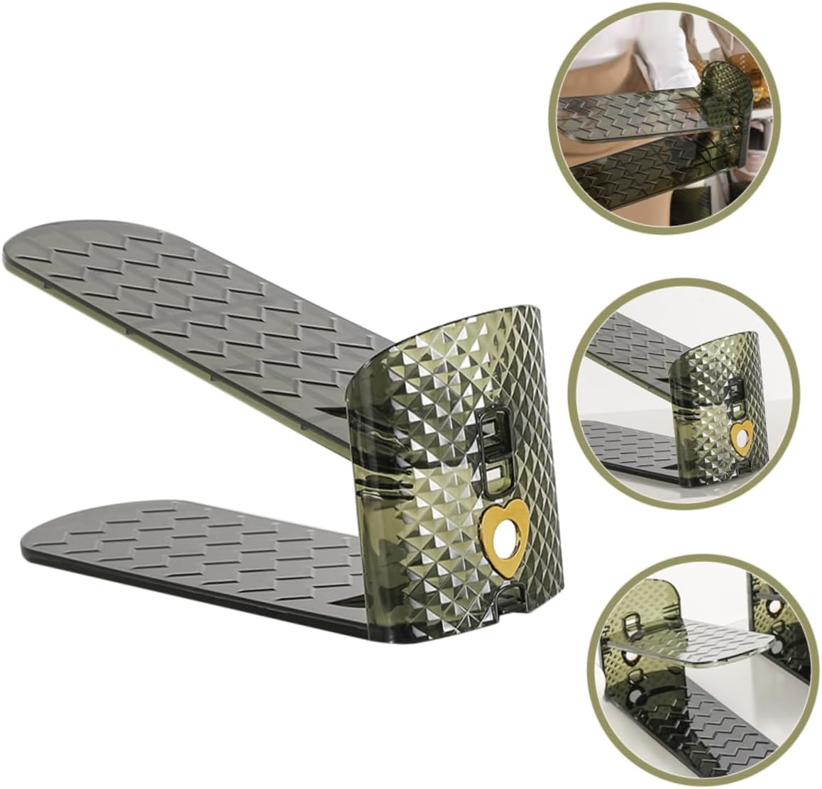 KOMBIUDA 2pcs Adjustable Double-Layer Shoe Rack Organizer for Entryway Living Room Bathroom Space-Saving Shoe Holder for High Heels Sneakers Slippers Olive Green Storage
