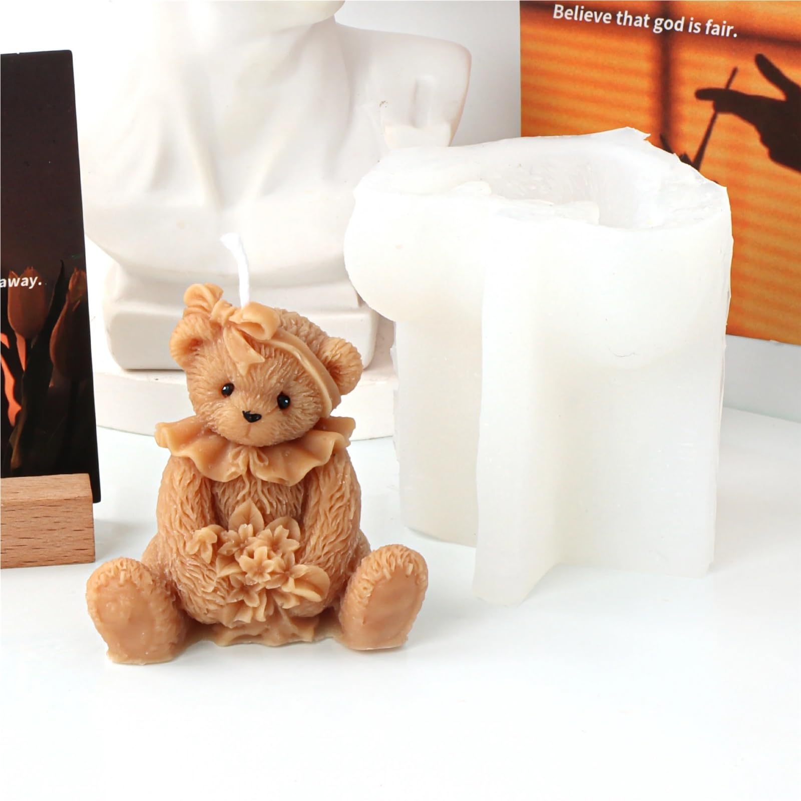 Stampo for candele in silicone fai da te a forma di orsetto, sapone in resina, gesso, profumate a animale, strumento for la creazione stampi, decorazioni for casa(Style-02)