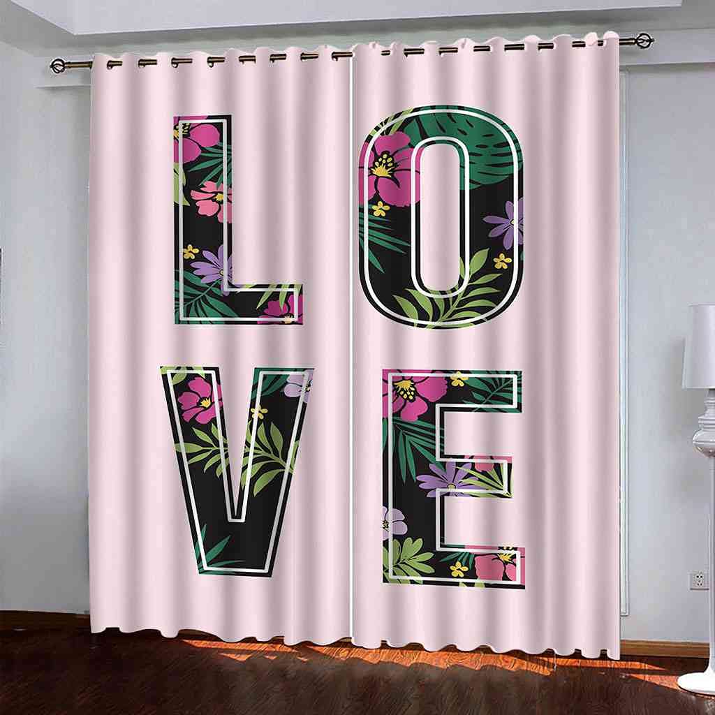 Rideaux occultants enfant 3D pour salon et chambre rose