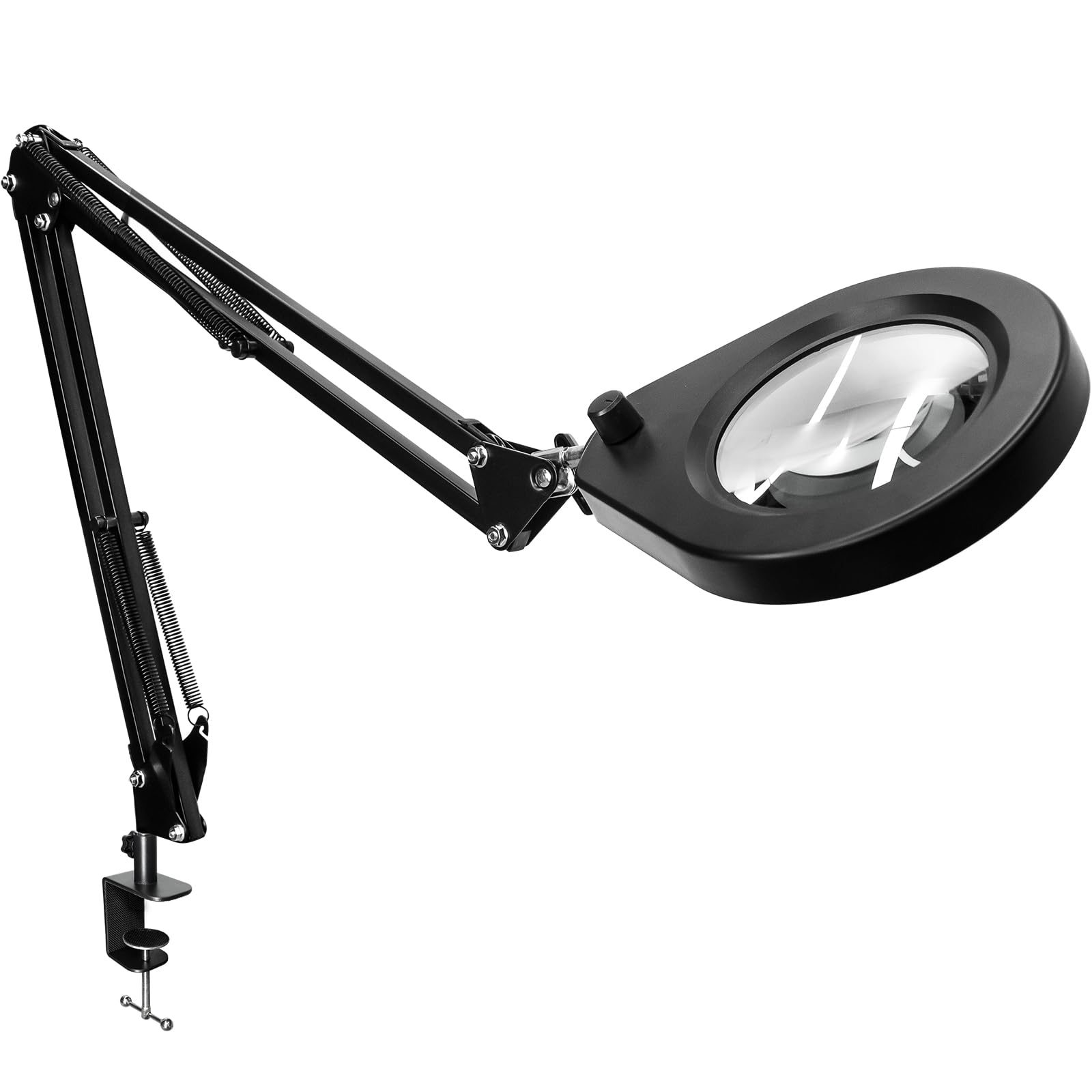 Beyamz 5X Magnifying Glass Lamp with Light and Clamp, LED Magnifier Lamp with Swing Arm Handsfree for Crafts, Task Lamp, Elderly, Precision Work - New Rotary Switch Design