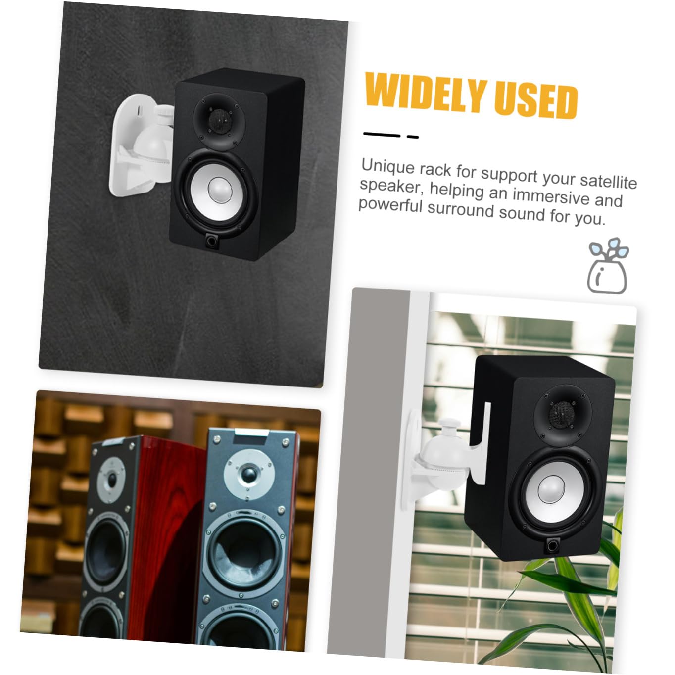 4stücke Wandhalter für Surround-Lautsprecher Monitorlautsprecherständer Lautsprecherhalterung Platzsparendes Regal Einfache Installation Stabile Halterung für Heimkino-systeme