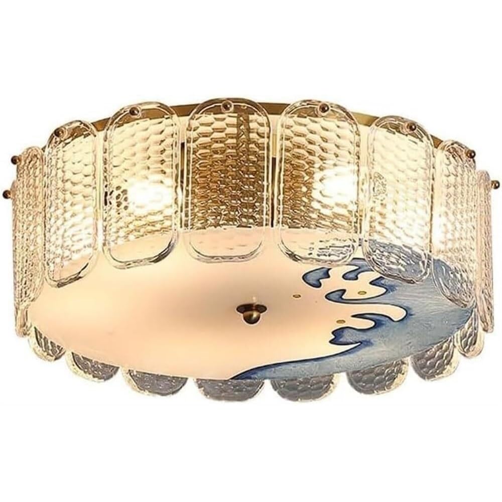 Plafonnier moderne pour salon chaleureux au design vague dorée