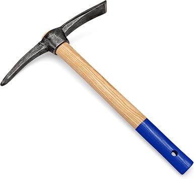 16 Hand Pick Axe - Forged Steel Pickaxe for Digging, Loosening Soil, or Weeding Tool - Dual Headed Adze Garden Hoe and Pick Mattock Digging Tool with Wood Handle by Kings County Tools